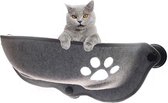 Nixnix - Kattenhangmat - Grijs halve maan - Hangmat kat - Kattenmand Raam - Kattenbed - Kattenkussen - Ligmat voor het venster - tot 15kg - 67 x 25x 25 cm