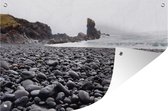 Tuinposters buiten Black Lava Pearl Beach op het schiereiland in IJsland - 90x60 cm - Tuindoek - Buitenposter