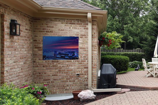 Purple sky over Rotterdam in the Nederland Garden poster 90x60 cm - Toile de jardin / Toile d'extérieur / Peintures d'extérieur (décoration de jardin)