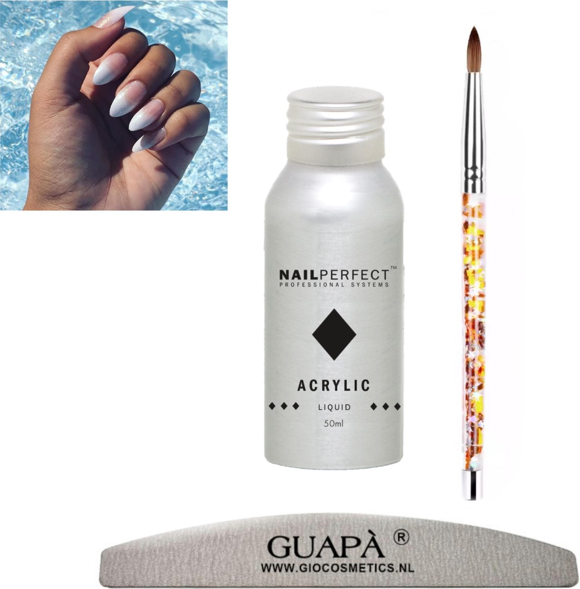 Goedkoopste GUAPÀ® acryl liquid set van professionele kwaliteit | acryl vloeistof |acrylic monomer | acryl penselen | 50 ml