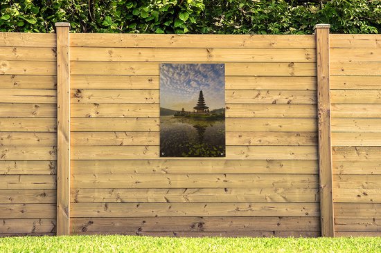 Affiche de jardin Pura Ulun Danu Bratan Temple - Nuages de moutons au-dessus du temple Pura Ulun Danu Bratan sur Bali affiche de jardin toile en vrac 60x90 cm - Toile de jardin / Toile d'extérieur / Peintures pour l'extérieur (décoration de jardin)