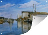 Muurdecoratie buiten Een olieverf schilderij van een haven - 160x120 cm - Tuindoek - Buitenposter