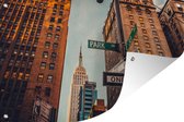 Tuindecoratie Binnenstad New York - 60x40 cm - Tuinposter - Tuindoek - Buitenposter