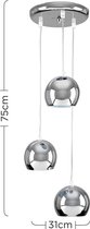 Hanglamp 3 Delig Chrome Modern | AB36 -  Binnen -  Rond  - e27 - Hanglampen - Dimbaar - Rond - Glas -  Zilver - Dimbaar -Kamer - Keuken - Woonkamer - Eetkamer - Eettafel Slaapkamer - Hal - Ca