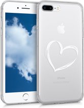 kwmobile telefoonhoesje voor Apple iPhone 7 Plus / iPhone 8 Plus - Hoesje voor smartphone in wit / transparant - Brushed Hart design