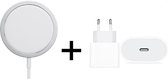 BAIK Qi MagSafe Draadloze Oplader 15W + USB c Adapter 20W fast charger - Wireless charger - Qi lader Pad - Draadloze oplader - iPhone - 14 / 13 / 12 / 11 / X / XR - Opladen Iphone