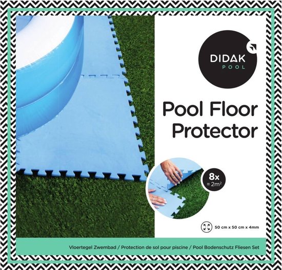 Didak Pool Lot De 8 Dalles De Protection Sol Piscine Relief 50x50x0,8 Cm – Gris