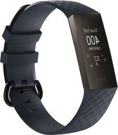 By Qubix - Fitbit Charge 3 & 4 siliconen diamant pattern bandje (Small) - Navy blauw - Fitbit charge bandjes