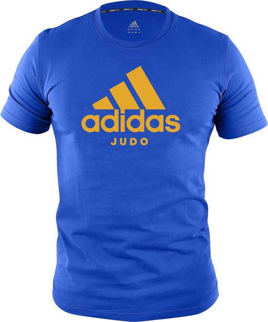 T-shirt de judo adidas | bleu avec imprimé orange | taille XL