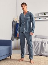 Mannen Casual Pyjamaset van 2 items, Duisterblauw, Maat L