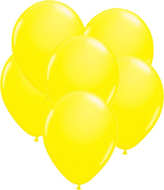 16x stuks Neon fel gele latex ballonnen 25 cm - Feestversiering/feestartikelen