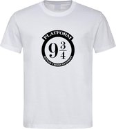 Wit T Shirt met Harry Potter  " Platform 9 3/4 " print Zwart size XXXL