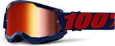 100% Strata 2 Masego Motocross Enduro MTB Cross Bril met Spiegel Lens - Donkerblauw / Rood