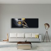 KEK Original - Black, White and Gold - wanddecoratie - 150 x 50 cm - muurdecoratie - Plexiglas 5mm - Acrylglas - Schilderij