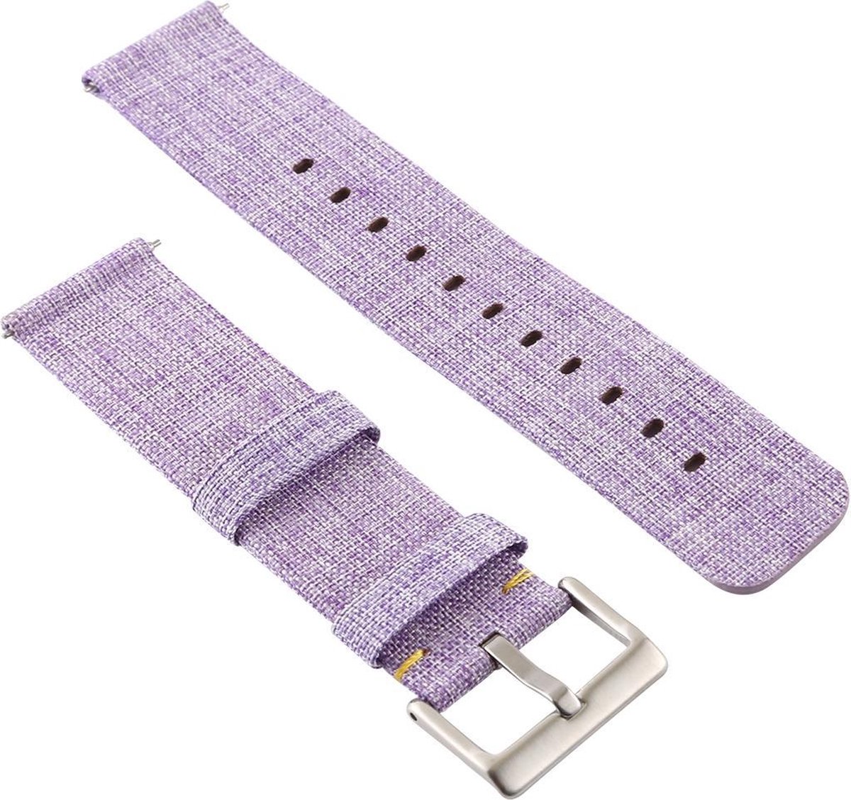 By Qubix - Compatible Fitbit bandje - Canvas nylon bandje geschikt voor Fitbit Versa 1 / 2 & Lite - Paars Smartwatchbandje bandje Armband Polsband Strap Band Watchband