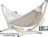 Hangmat met standaard – 2 persoons – VERZINKT METALEN frame tot 220 kg -WEERBESTENDIG- Grande Premium