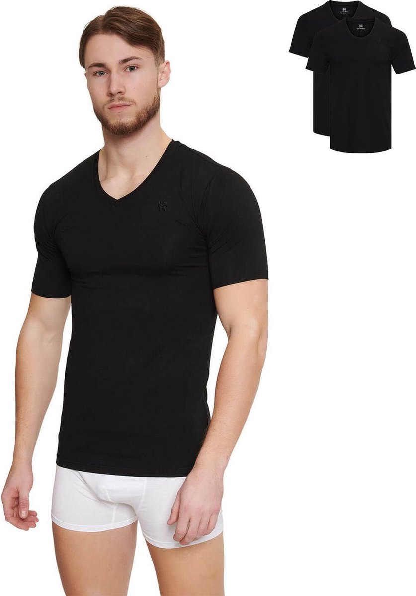 Van Harvey premium duurzaam T shirt - V Hals - Zwart - Maat S