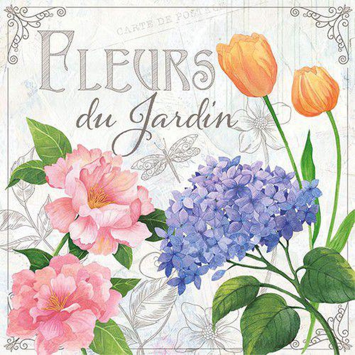 CraftEmotions servetten 5st - Fleurs du Jardin 33x33cm Ambiente 13309885