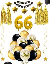 66 jaar verjaardag feest pakket Versiering Ballonnen voor feest 66 jaar. Ballonnen slingers sterren opblaasbare cijfers 66