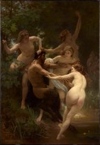 Kunst: Nymfen en een sater van William-Adolphe Bouguereau. Schilderij op canvas, formaat is 40x60 CM