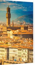 De toren van Palazzo Vecchio voor de heuvels van Florence - Foto op Plexiglas - 60 x 90 cm