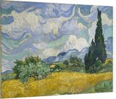 Korenveld met cipressen, Vincent van Gogh - Foto op Plexiglas - 80 x 60 cm