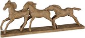 Sculptuur rennende paarden 23 cm hoog 60 cm lang - houtlook