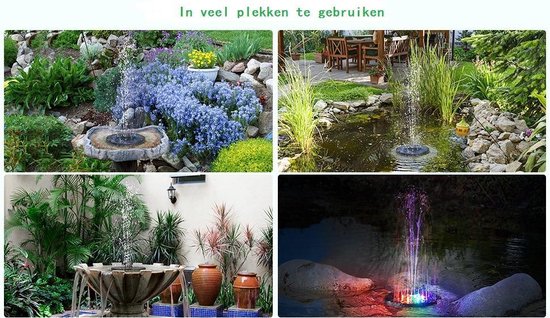 AISITIN Fonteinpomp Op Zonne-energie , 6,5 W , Ingebouwde 1500 MAh Batterij Verbeterde Vijverpomp Op Zonne Energie Drijvende Fonteinpomp Met 6 Fonteinstijlen Voor Tuin Vogelbad Vijver Visreservoir