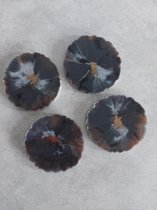 ByNonams Epoxy ResinArt onderzetters Rond koper grijs wit zwart