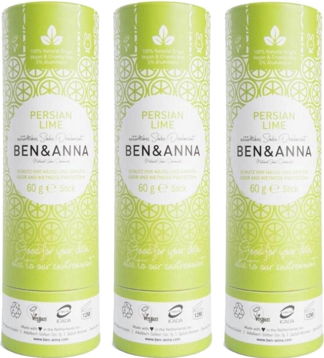 Ben & Anna Natural Deodorant Stick - Persian Lime - 3 pak