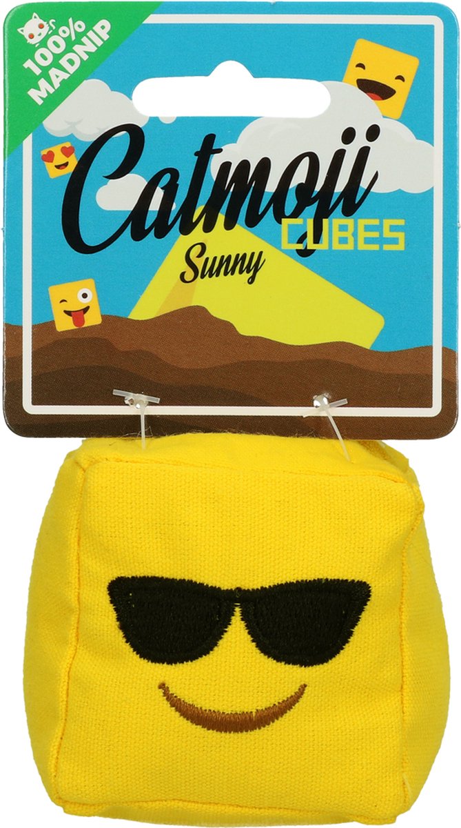 Emoji Cat Cube Sunny (met MadNip) Speelgoed voor katten - Kattenspeelgoed - Kattenspeeltjes