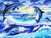 Mona Lisa diamond painting volledig pakket 50x40cm: dolfijnen blauw