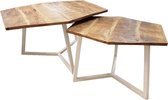 Pippa Design Bijzettafel set van 2 - hout - wit/bruin