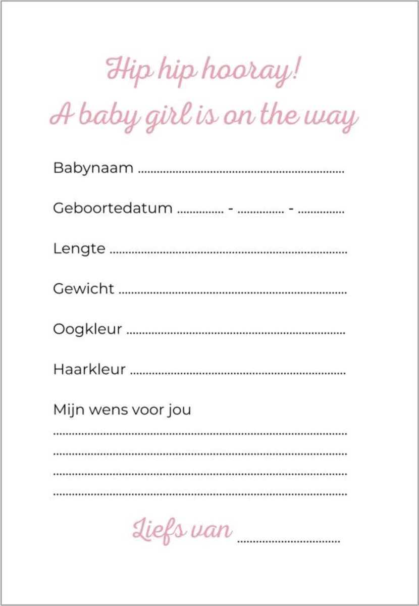 Babyshower invulkaarten 20 stuks | babyshower | babyshower ...