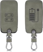 kwmobile autosleutelhoes voor Renault 4-knops Smartkey autosleutel (alleen Keyless Go) - beschermhoes van imitatieleer - Accu Elektrische Auto design - grijs