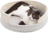 Doxie®️ Kattenmand – Kattenkussen – Kattenbed – Kattenmandje – Wasbaar - ⌀ 38 cm – Wit/Grijs