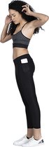 Dames Legging met zak | effen | hoogsluitend |elastische band |hardlopen – sport – yoga – fitness legging | polyester | elastaan | lycra |zwart | XS