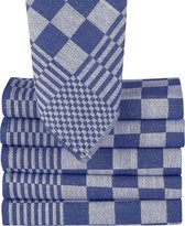 Homéé Blokdoeken pompdoeken - Theedoeken  Blauw / wit - set van 6 stuks - 65 x 65 cm