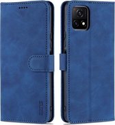 Voor vivo Y52S/iQOO U3 AZNS Huid Voelen Kalf Textuur Horizontale Flip Lederen Case met Kaartsleuven & Houder & Portemonnee ((Blauw)