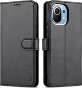 Voor Xiaomi Mi 11 AZNS Huid Voelen Kalf Textuur Horizontale Flip Lederen Case met Kaartsleuven & Houder & Portemonnee (Zwart)