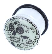 Glow in the dark Spiderweb Skull Plug - 16mm