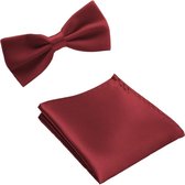 Bow Tie - Vlinderstrik - Vlinderdas en Zakdoek Set - Burgundy