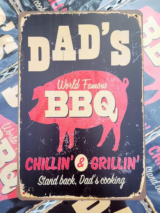 BBQ | Dad's bbq | wandborden metaal | 20 x 30cm