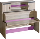 Maxima House - ULTIMO - Opklapbed / Bedkast Bed + Bureau + Kast - Paars