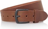 Moderiemen - 4 cm cognac riem - Riemmaat 115 - totale lengte riem 130 cm - rundleer - Heren riem / dames riem - cognac jeansriem met zwarte gesp