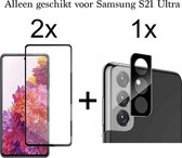 Beschermglas Samsung S21 Ultra Screenprotector Full 2 stuks - Samsung Galaxy S21 Ultra Screenprotector - Samsung S21 Ultra Screen Protector Camera - 1 stuk