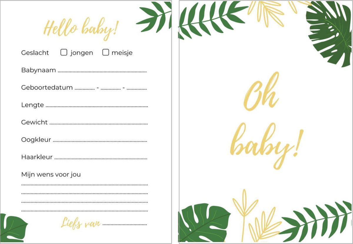 Babyshower invulkaarten 20 stuks | babyshower | babyshower ...