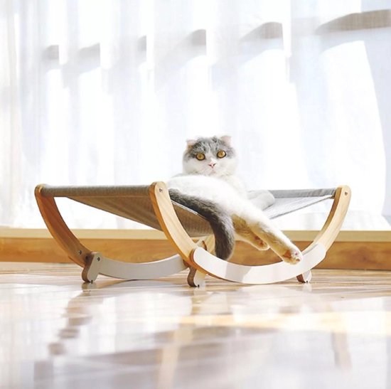 2 In 1 Multifunctionele Kat Hangmatten Bed Seat Stoel Schudbaar Ademend Anti Slip Kat Huis Thuis Lounger Stabiele Hout Shaker