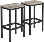 barkruk, set van 2, barstoelen, keukenstoelen, voor keuken, woonkamer, eetkamer, industrieel ontwerp, grijs-zwart LBC065B02