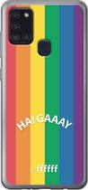 6F hoesje - geschikt voor Samsung Galaxy A21s -  Transparant TPU Case - #LGBT - Ha! Gaaay #ffffff